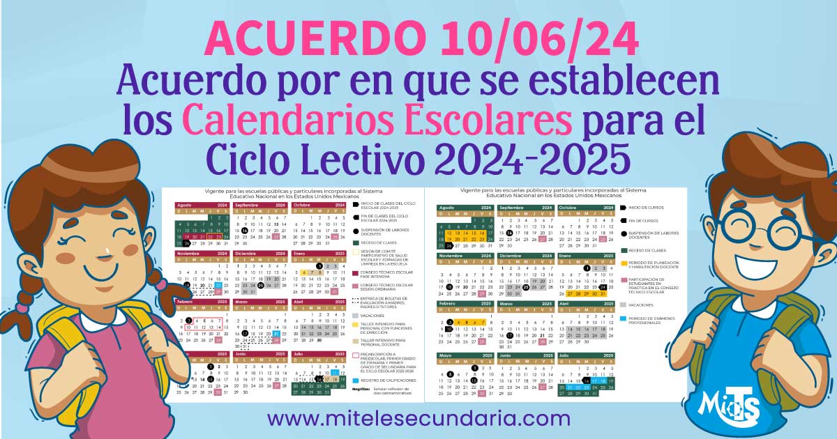 Calendarios Escolares para el Ciclo Lectivo 2024-2025. Acuerdo 10/06/24