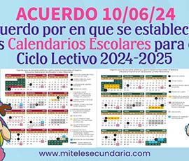 Calendarios Escolares para el Ciclo Lectivo 2024-2025. Acuerdo 10/06/24